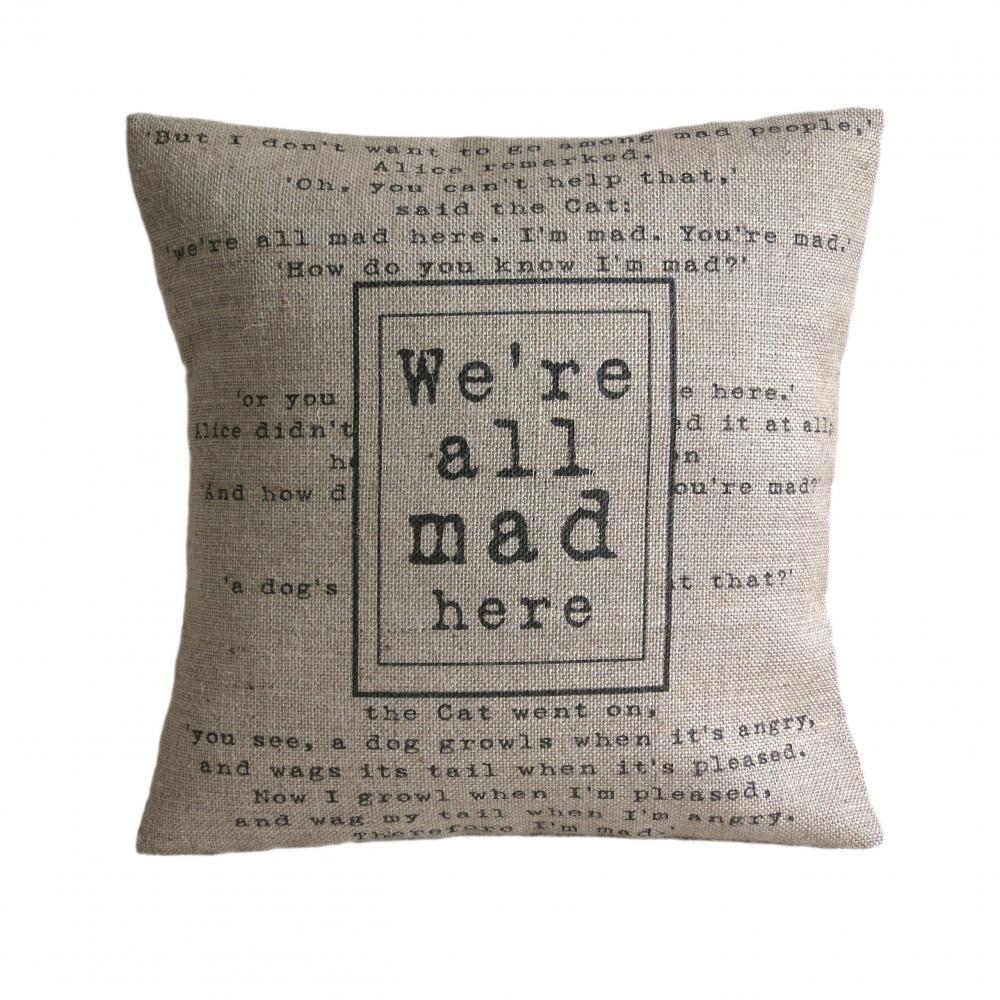 'we're All Mad Here' Alice In Wonderland Cushion Cover