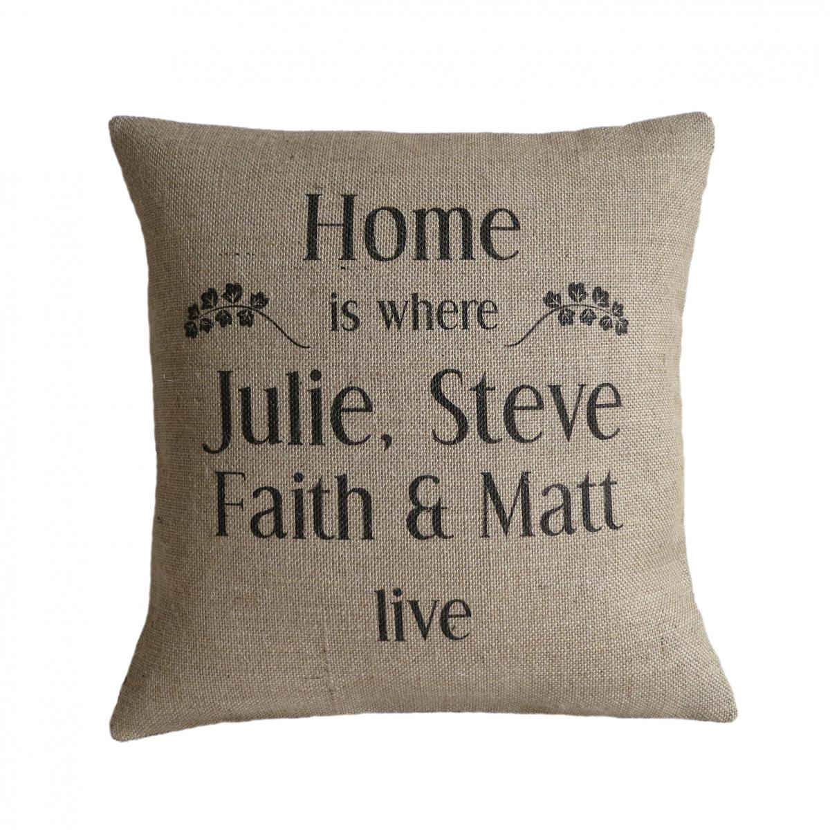 Personalised 'home Is Where We Live' Pillow Cover